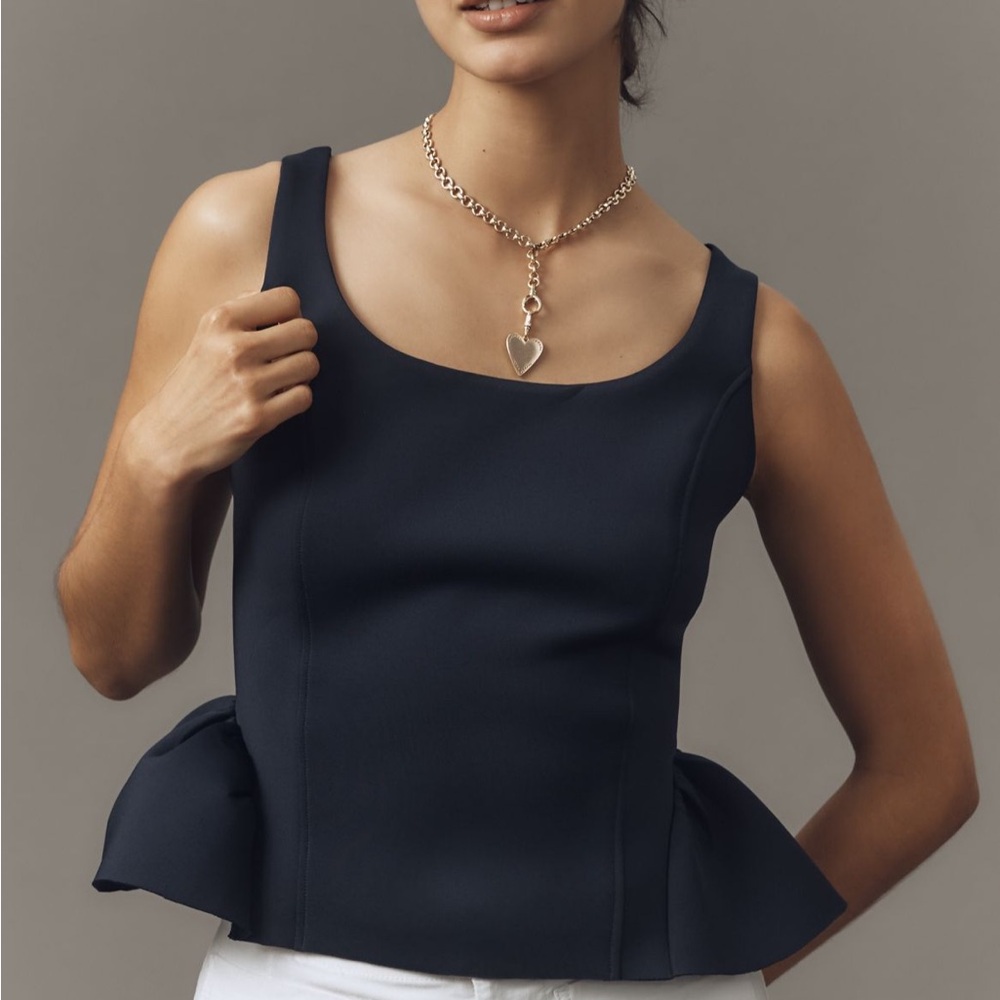 Maeve Navy Peplum Top - Classic Women's Tank